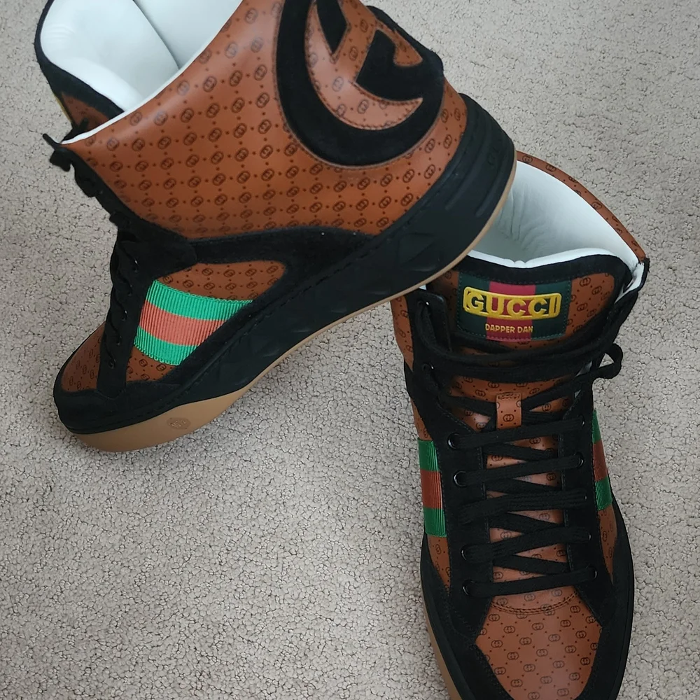 Gucci × Dapper DAN Brown High-Top Sneakers Sz 10.5
